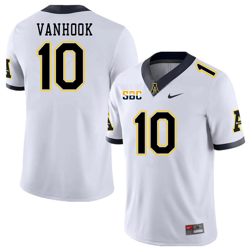 Men #10 DJ VanHook Appalachian State Mountaineers College Football Jerseys Stitched Sale-White